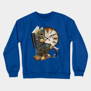 Steampunk-dolphin & dragon-storybook Crewneck Sweatshirt